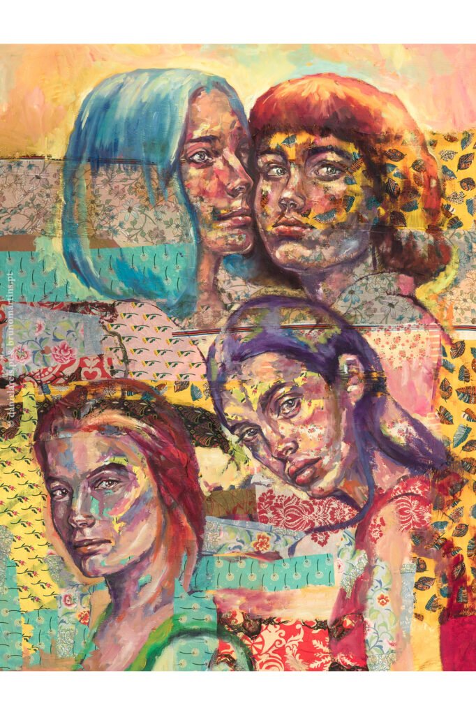 A fonte do desejo, 2025 - Óleo e colagem sobre tela, 90 cm x 120 cm.