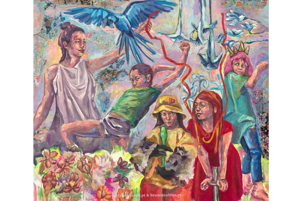 Ninguém em lugar nenhum, 2025 - Óleo e colagem sobre tela, 125 cm x 110 cm.