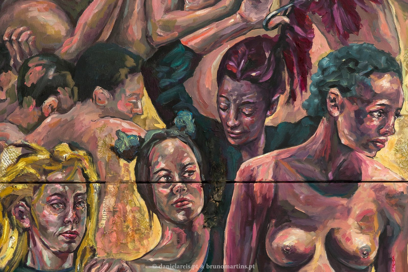 O invisível sacrificial I, 2023 - Óleo e colagem sobre tela, 90cm x 130cm.