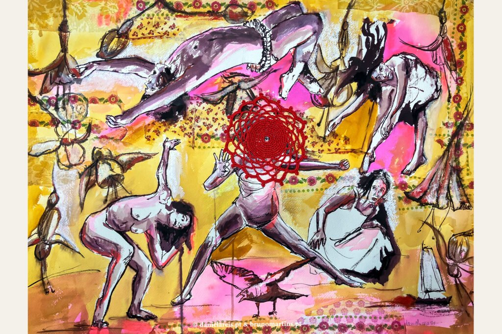 Girândola, 2025 - Aguarela e colagem sobre papel, 61 cm x 46 cm.