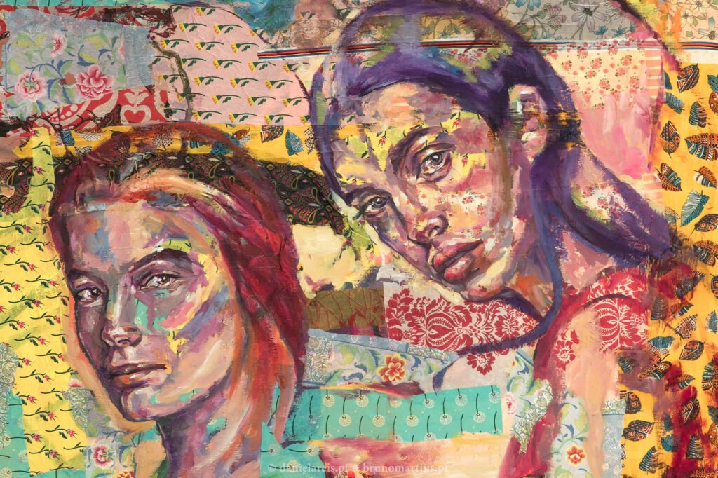 A fonte do desejo, 2025 – Óleo e colagem sobre tela, 90 cm x 120 cm.