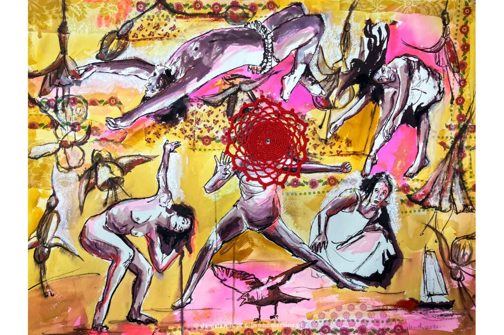 Girândola – Aguarela e colagem sobre papel, 61 cm x 46 cm.