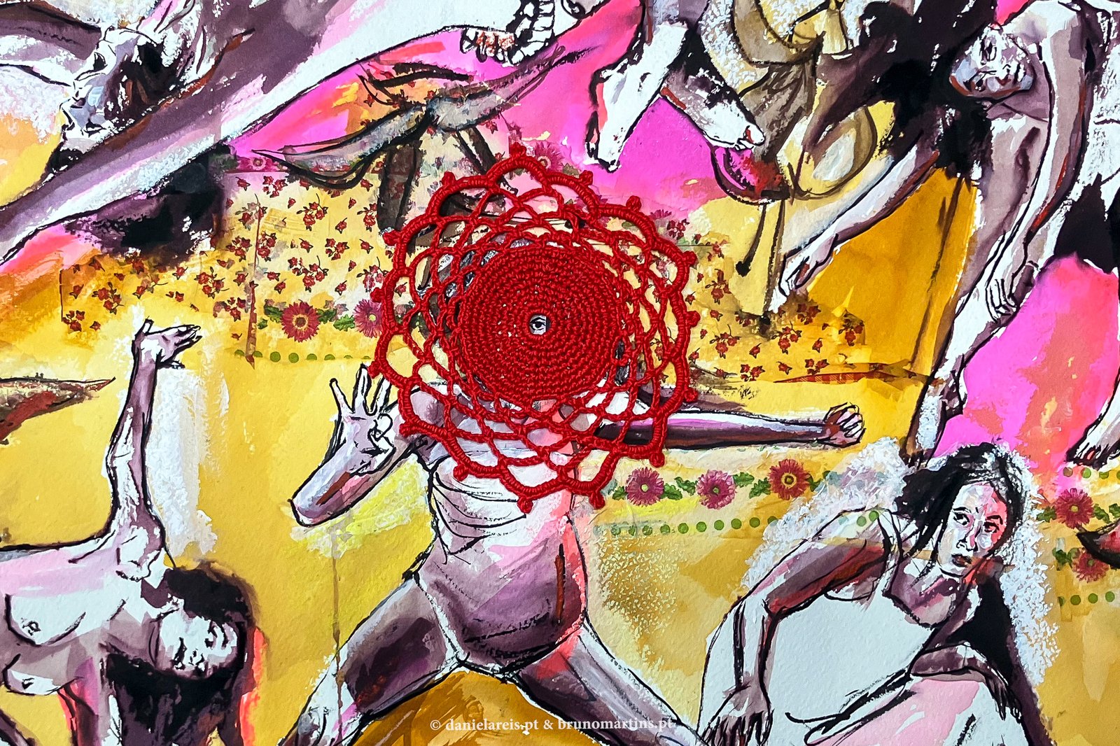 Daniela Reis, Girândola – Aguarela e colagem sobre papel, 61 cm x 46 cm.