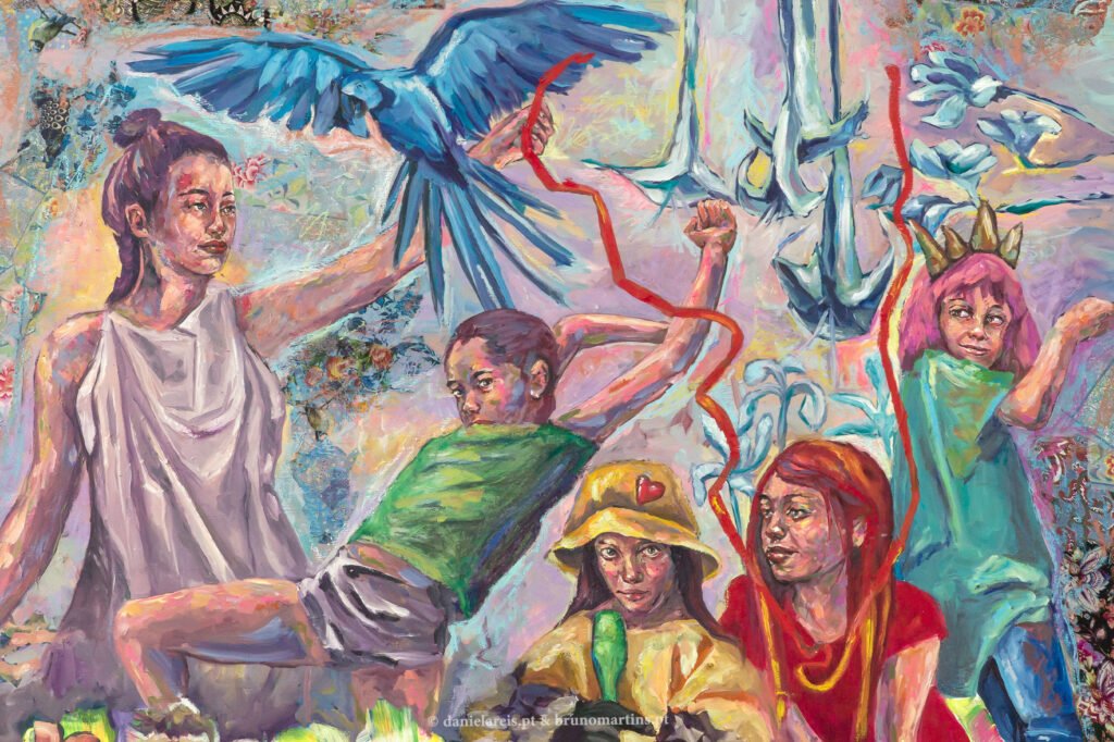 Ninguém em lugar nenhum – Óleo e colagem sobre tela, 125 cm x 110 cm.