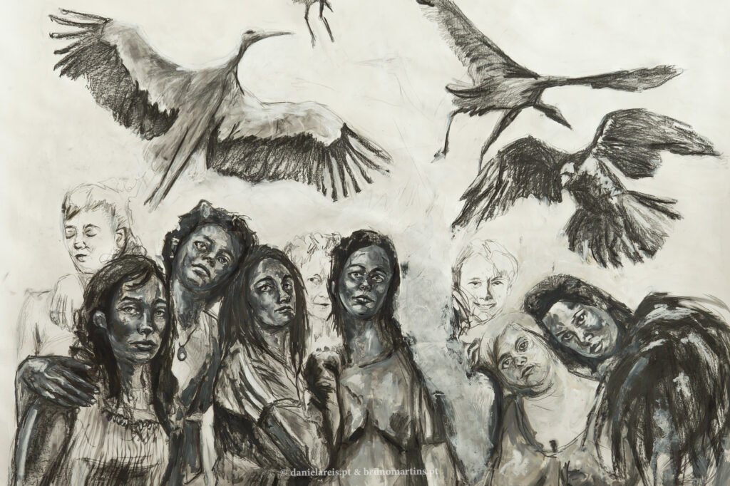 Daniela Reis, Sopro – Grafite e acrílico sobre papel, 167 cm x 150 cm.